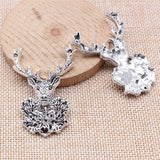 WYSIWYG 1pcs 51x38mm Reindeer Deer Head Antlers Pendants Jewelry Making Antique Bronze Color Deer Antlers Pendants Charm