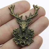 WYSIWYG 1pcs 51x38mm Reindeer Deer Head Antlers Pendants Jewelry Making Antique Bronze Color Deer Antlers Pendants Charm