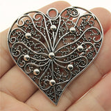1pcs 52x52mm Filigree Carved Heart Charm Pendants Large Hollow Carved Heart Charm Pendant For Jewelry Making ef4439