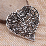 1pcs 52x52mm Filigree Carved Heart Charm Pendants Large Hollow Carved Heart Charm Pendant For Jewelry Making ef4439