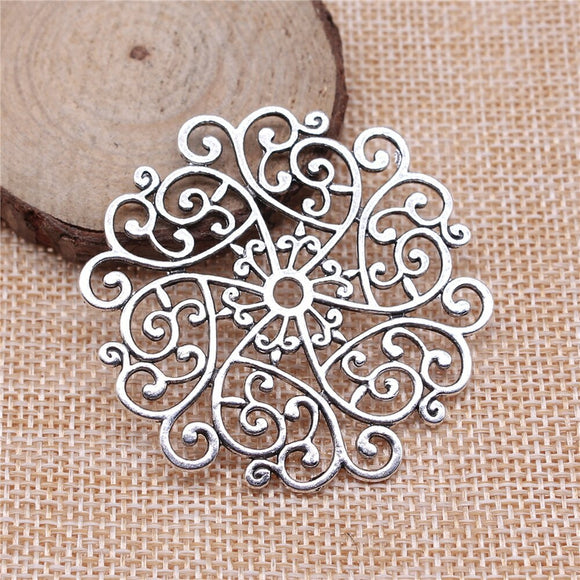 1pcs 55x52mm Filigree Flower Pendants Charm Mandala Flower Pattern Pendants Charm For Jewelry Making EF4814