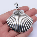 WYSIWYG 1pcs 55x55mm Antique Silver Color Oversized Shell Charms Pendant For Jewelry Making DIY Jewelry Findings