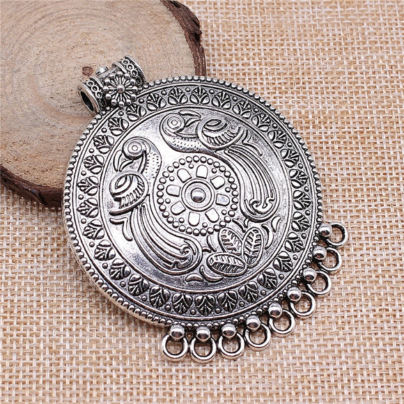WYSIWYG 1pcs 55x69mm Antique Silver Color Charms Carved Phoenix Bird Charms For Jewelry Making Jewelry Findings h0255