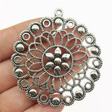 WYSIWYG 1pcs 57x53mm Bohemia Flower Charm Round Motif Pendants Big Motif Charm Vintage DIY Accessories For Jewelry Making