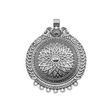 WYSIWYG 1pcs 57x71mm Carved Large Round Wafer Charms For Jewelry Making Antique Silver Color Necklace Accessories