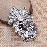WYSIWYG 1pcs 58x35mm Indian Chief Charm Pendants For Jewelry Making Indian Chief Pendants Charm