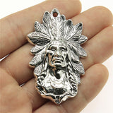 WYSIWYG 1pcs 58x35mm Indian Chief Charm Pendants For Jewelry Making Indian Chief Pendants Charm