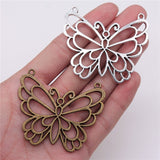 1pcs 58x50mm Big Butterfly Charm Butterfly Connector Pendants Large Butterfly Charm Antique Silver Color ef4483