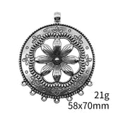 WYSIWYG 1pcs 58x70mm Antique Silver Color Big Round Flower Necklace Connector For DIY Jewelry Making Jewelry Accessories