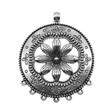 WYSIWYG 1pcs 58x70mm Antique Silver Color Big Round Flower Necklace Connector For DIY Jewelry Making Jewelry Accessories