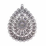 WYSIWYG 1pcs 59x44mm Antique Silver Color Hollow Flower-Shaped Water Drop Charms Pendant For Jewelry Making