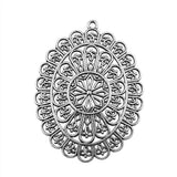 WYSIWYG 1pcs 59x44mm Antique Silver Color Hollow Flower-Shaped Water Drop Charms Pendant For Jewelry Making