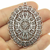 WYSIWYG 1pcs 59x44mm Antique Silver Color Hollow Flower-Shaped Water Drop Charms Pendant For Jewelry Making