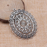 WYSIWYG 1pcs 59x44mm Antique Silver Color Hollow Flower-Shaped Water Drop Charms Pendant For Jewelry Making