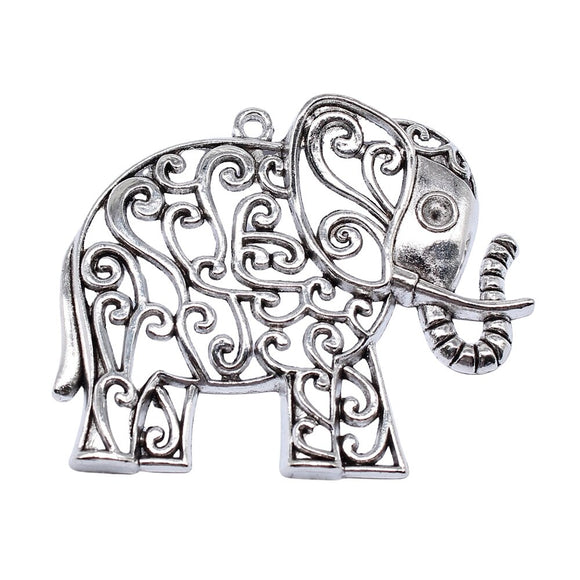 WYSIWYG 1pcs 60x50mm Vintage Big Elephant Charms Charm For Jewelry Making Antique Bronze Color Elephant Charms Charm Elephant