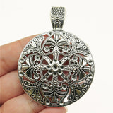 WYSIWYG 1pcs 61x46mm Bohemian Charm For Jewelry Making Bohemian Pendants Charm Gypsy Ethnic Hollow Carved Flower