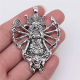 WYSIWYG 1pcs 62x46mm Antique Silver Color Thousand Hands Statue Indian Deity Charms Pendant DIY Jewelry Findings