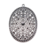 WYSIWYG 1pcs 64x46mm Big Oval Carved Filigree Charm Pendant Antique Silver Color Pendants Oval Flower Charm Pendant