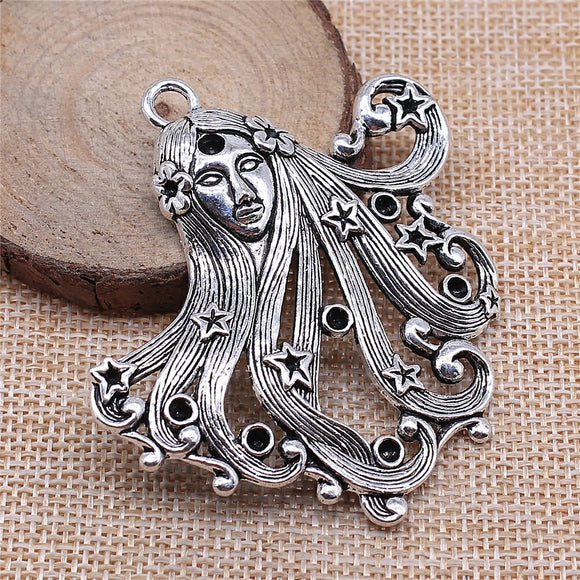 WYSIWYG 1pcs 65x63mm Angel Pendant Charms Star Angel Charm Large Big Star Angel Pendant For Jewelry Making