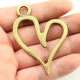 1 pieza de dije de corazón hueco grande vintage de 66 x 46 mm para hacer joyas, dije de corazón hueco grande, dije de corazón grande ef4202