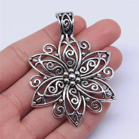 WYSIWYG 1pcs 66x47mm Filigree Big Bohemia Flower Charm Pendants For Necklace Making DIY Jewelry Findings