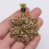 WYSIWYG 1pcs 66x47mm Filigree Big Bohemia Flower Charm Pendants For Necklace Making DIY Jewelry Findings