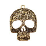 WYSIWYG 1pcs 66x49mm Big Skull Charm Large Skull Charm For Jewelry Making Big Flower Skull Pendants Charm 3 Colors