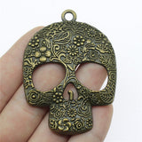 WYSIWYG 1pcs 66x49mm Big Skull Charm Large Skull Charm For Jewelry Making Big Flower Skull Pendants Charm 3 Colors