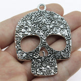 WYSIWYG 1pcs 66x49mm Big Skull Charm Large Skull Charm For Jewelry Making Big Flower Skull Pendants Charm 3 Colors
