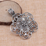 WYSIWYG 1pcs 67x53mm Flower Charm Pendants Antique Silver Color Flower Pendants Charm Big Flower Charm For Jewelry Making