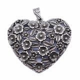 1pcs 67x58mm Antique Silver Color Hollow Flower Heart Charms Pendant For Jewelry Making DIY Jewelry Findings EF4002