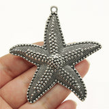 1 colgante de estrella de mar grande de 67 x 63 mm, color plata antigua, ef4403