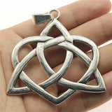 WYSIWYG 1pcs 67x66mm Big Heart Triquetra Symbol Charms Antique Silver Color Pendant Charms Jewelry Findings For Jewelry Making