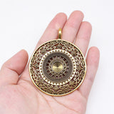 WYSIWYG 1pcs 68x56mm Round Mandala Flower Charm Pendants Filigree Round Mandala Charm For Jewelry Making