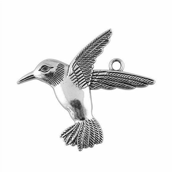 WYSIWYG 1pcs 68x61mm Bird Pendants For Jewelry Making Antique Silver Color Large Bird Pendants Big Bird Charm