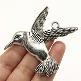 WYSIWYG 1pcs 68x61mm Bird Pendants For Jewelry Making Antique Silver Color Large Bird Pendants Big Bird Charm