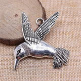 WYSIWYG 1pcs 68x61mm Bird Pendants For Jewelry Making Antique Silver Color Large Bird Pendants Big Bird Charm