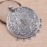 WYSIWYG 1pcs 69x86mm Carved Lucky Cloud Elephant Idol Pendant Charms Antique Silver Color For Jewelry Making Jewelry Findings