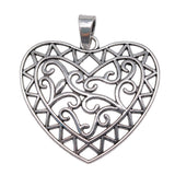 WYSIWYG 1pcs 72x65mm Carved Heart Charms For Jewelry Making Antique Silver Color Charm Pendant Jewelry Accessories