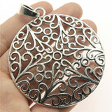 WYSIWYG 1pcs 73x66mm Bohemia Filigree Round Big Carved Flower Pendant Charm For Necklace Making