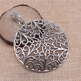 WYSIWYG 1pcs 73x66mm Bohemia Filigree Round Big Carved Flower Pendant Charm For Necklace Making