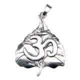 WYSIWYG 1pcs 74x56mm Buddhism Charm Antique Silver Color Om Yoga Symbol Charms Pendants Large Bodhi Leaf Charm