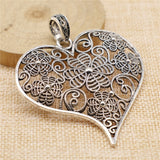 WYSIWYG 1pcs 74x63mm Filigree Big Carved Heart Pendant Charm For Jewelry Making Necklace Making