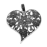 WYSIWYG 1pcs 74x63mm Filigree Big Carved Heart Pendant Charm For Jewelry Making Necklace Making