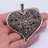 WYSIWYG 1pcs 74x63mm Filigree Big Carved Heart Pendant Charm For Jewelry Making Necklace Making