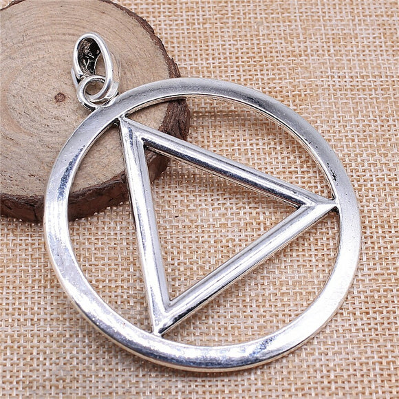 WYSIWYG 1pcs 74x67mm Large Simple Circular Triangle Charms Antique Silver Color Jewelry Findings For Jewelry Making