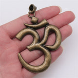 WYSIWYG 1pcs 75x56mm Antique Silver Color Big Om Yoga Pendant Charm Large Om Pendants Charm Big Om Charm