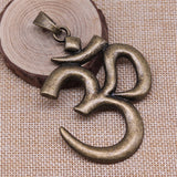WYSIWYG 1pcs 75x56mm Antique Silver Color Big Om Yoga Pendant Charm Large Om Pendants Charm Big Om Charm