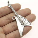 WYSIWYG 1pcs 77x32mm Musical Instruments Guitar Charm For Jewelry Making Electric Guitar Pendants Charm Guitar