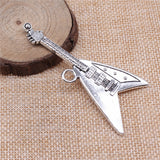 WYSIWYG 1pcs 77x32mm Musical Instruments Guitar Charm For Jewelry Making Electric Guitar Pendants Charm Guitar